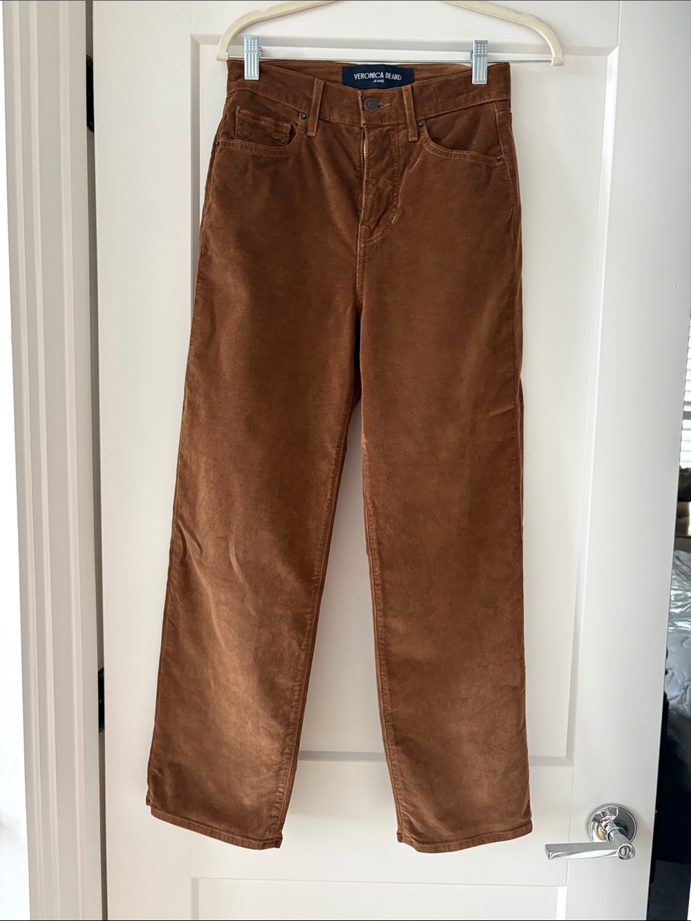 Veronica Beard Crosbie High Waist Wide Straight Leg Corduroy Pants